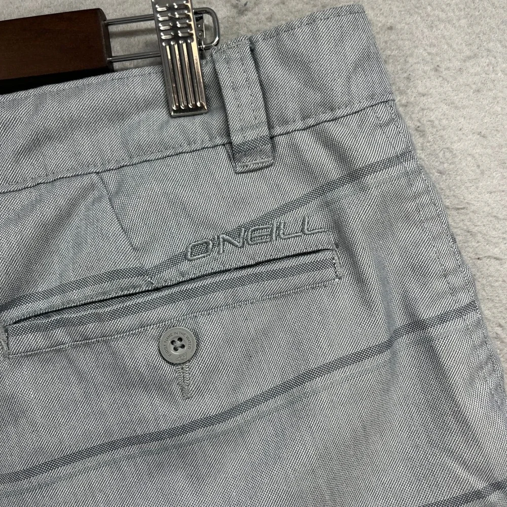 ONeill Hybrid Shorts Men 36 Gray Striped Chino Walk Casual Surf Beach Athleisure